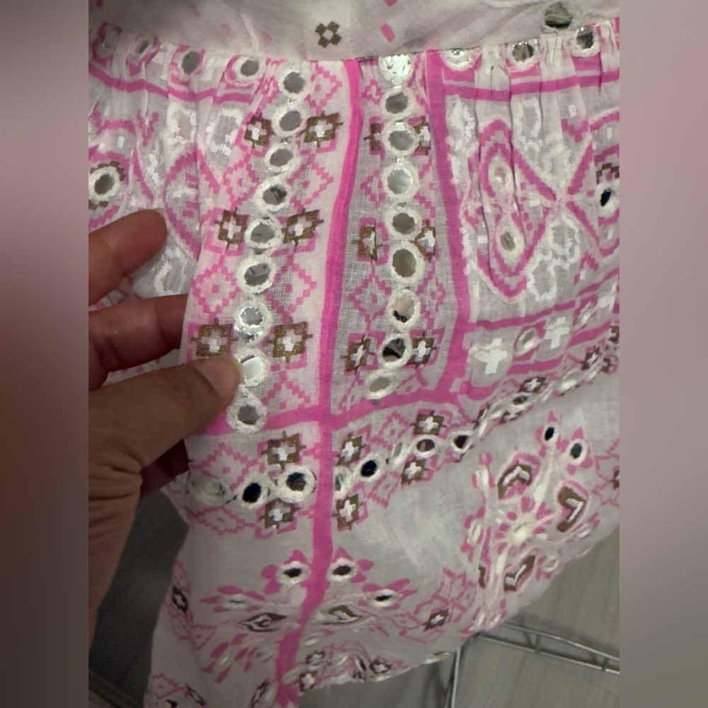 Juliet Dunn White and Pink Embroidered Mini Dress - Picture 5 of 17
